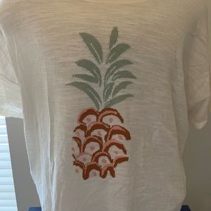 LOFT Beige Slub Sweater with Pineapple XL